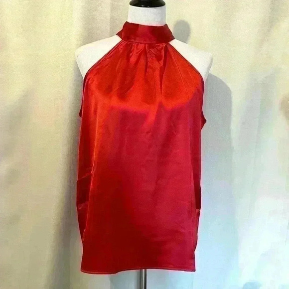 Red Bow Back Halter Top Large NWT - Picture 2 of 7